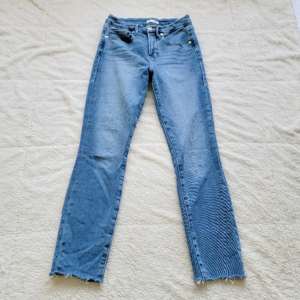 Good American Raw Hem High Rise Skinny Jeans - Picture 2 of 5